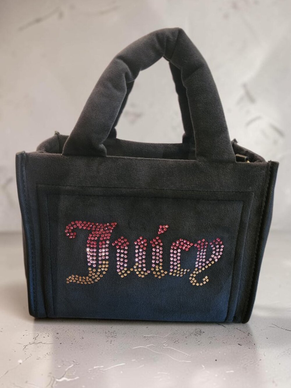 Juicy Couture Black Velour Tote Bag
